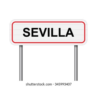 Welcome to Sevilla Spain road sign vector