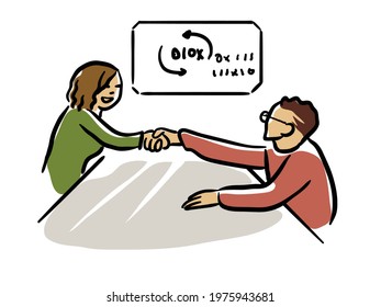 Welcome shakehand illustration vector isolated