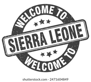 Welcome to Sierra Leone stamp. Sierra Leone round sign isolated on white background