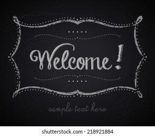 Welcome sign with Chalkboard Background 