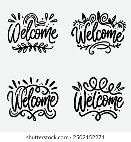 welcome sign, welcome hand lettering modern text calligraphy for banner, wedding, etc