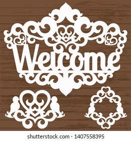 Welcome sign for laser cutting