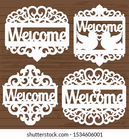 Welcome sign for laser cutting