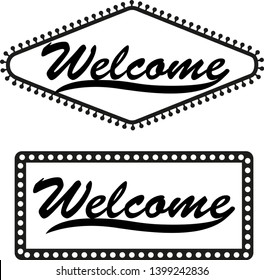 Welcome sign with light bulbs