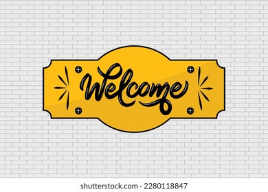 Welcome sign modern calligraphic text for use in greeting card banner template postcard welcome back