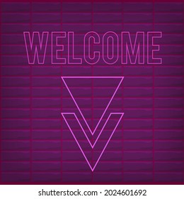Welcome sign with neon effect pink shiny glow welcome sign purple