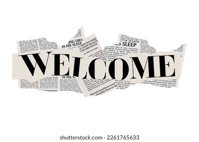 Welcome Sign with newspaper style