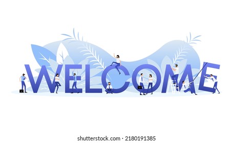 Welcome sign people, great design for any purposes. Vector illustration. Business concept.