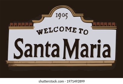 Welcome sign at Santa Maria, California svg