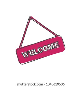 Icono de vector de signo de bienvenida sobre fondo aislado blanco.
