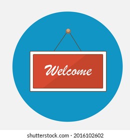 Welcome sign vector icon on white isolated background