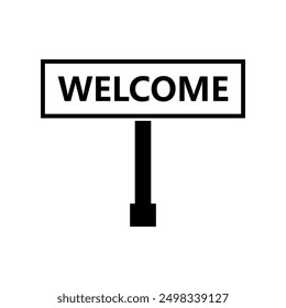 Welcome signboard icon illustrated on background