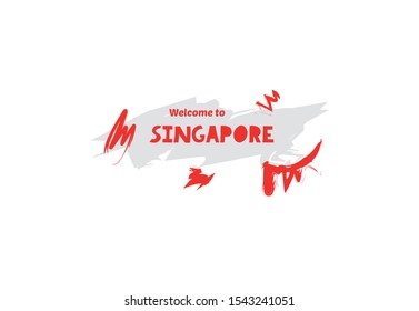 Welcome to Singapore. Name country template design for greeting card, banner, poster.