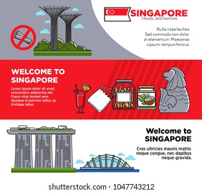 Welcome to Singapore promotional posters with unusual architecture and food