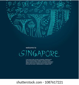 Welcome to Singapore. Symbols of Singapore. Hand drawn vector illustration.