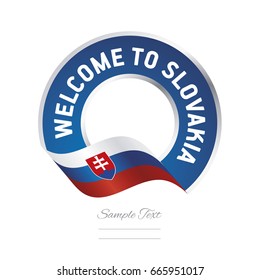 Welcome to Slovakia flag blue label logo icon