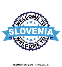 Welcome to Slovenia blue black rubber stamp illustration vector on white background