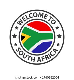 Welcome to South Africa. Collection of icons welcome to. Stamp welcome to with waving country flag