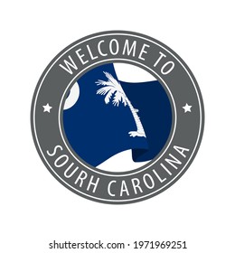 Welcome South Carolina Gray Stamp Waving Stock Vector (Royalty Free ...