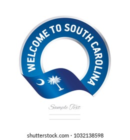 Welcome to South Carolina USA flag ribbon travel logo icon stamp