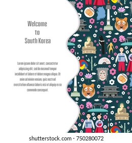 Welcome to South Korea. Colorful poster. Vector illustration.