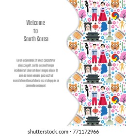 Welcome to South Korea. Colorful poster. Vector illustration.