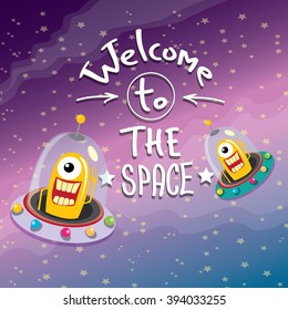 welcome to the space concept vector illustration. 