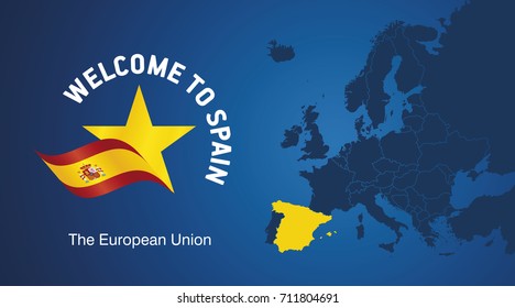 Welcome to Spain EU map banner logo icon