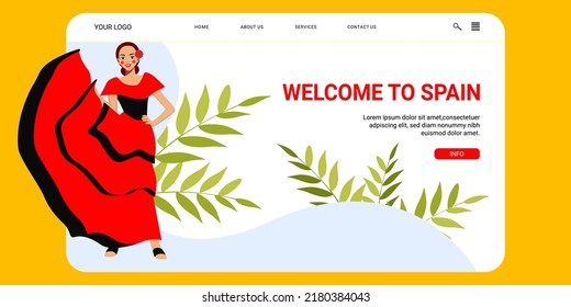 Welcome to Spain a web banner with a flat design