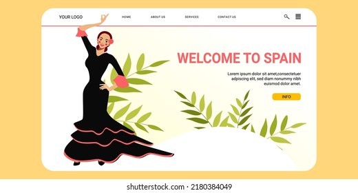 Welcome to Spain a web banner with a flat design