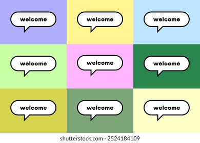 Welcome speech bubble. Welcome speech bubble banner. Welcome header for a website, card or pop-up. Vector