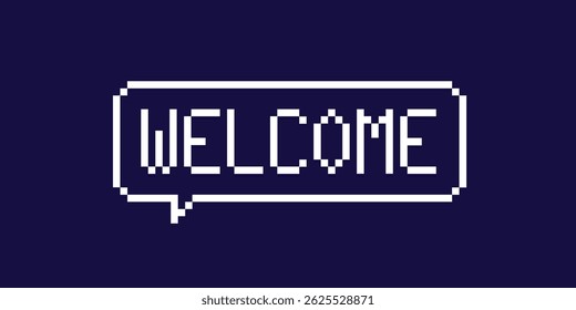 Welcome, speech bubble.  Banner, poster, speech bubble with text Welcome.  Geometric memphis style with message welcome for banner, poster.