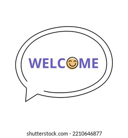 Welcome speech bubble. Line icon. Vector illustration