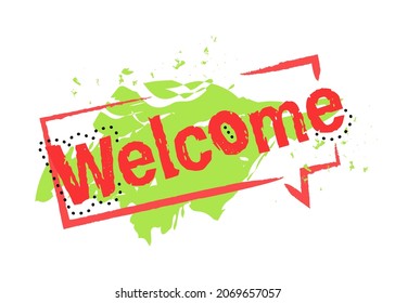 Welcome Speech Bubble, paint design vector illustration on white background