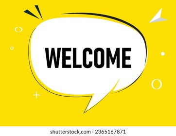 Welcome speech bubble text. Hi There on bright color for Sticker, Banner and Poster. vector illustration.