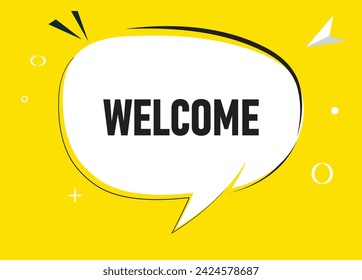 Welcome speech bubble text. Hi There on bright color for Sticker, Banner and Poster. vector illustration.