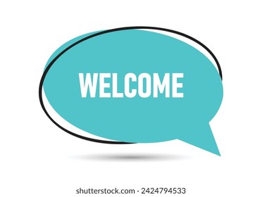 Welcome speech bubble text. Hi There on bright color for Sticker, Banner and Poster. vector illustration.