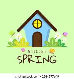 Welcome sping greeting card. Suitable for seasonal event or product