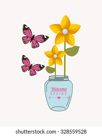 welcome spring design, vector illustration eps10 graphic 
