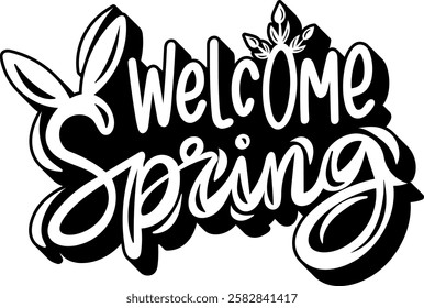 welcome spring happy easter black vector graphic design quote