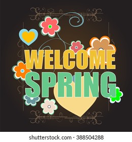 Welcome Spring Holiday Card. Welcome Spring Vector. Welcome Spring background. Spring Holiday Graphic. Welcome Spring Art. Spring Holiday Drawing