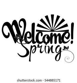 Welcome Spring Isolated Lettering Written Text Stock Vector (Royalty ...