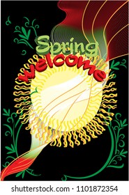 welcome spring on a black background