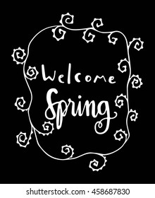 welcome spring on black background