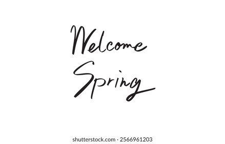 Welcome spring text font calligraphy black color hallo spring time welcome flower plant season springtime march plant celebration festival welcome spring decoration ornament message lettering word art