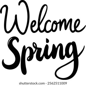 welcome spring text on white background 