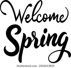 welcome spring text on white background