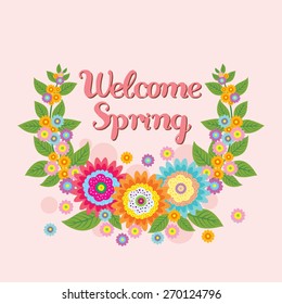 Welcome Spring Typographical Background
