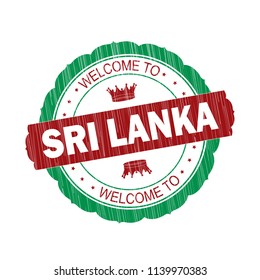 Welcome to Sri Lanka flag Stamp on white background,Thai design.Vector