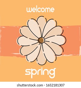 Welcome srping illustration with a flower icon - Vector